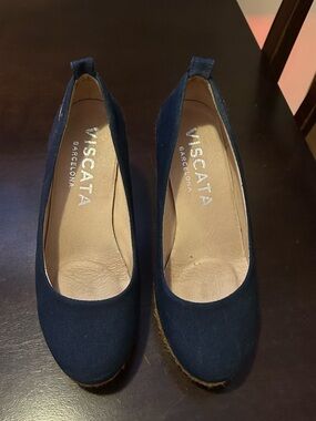 Viscata Barcelona Navy Canvas Espadrille Wedges